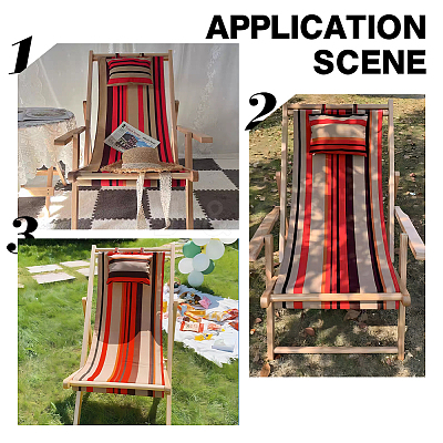 Canvas Cloth Beach Lounge Chair Cover with Pillows AJEW-WH0342-55-1