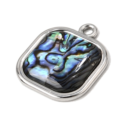 304 Stainless Steel & Natural Paua Shell Pendants SH-CBA7184-01B-P-1
