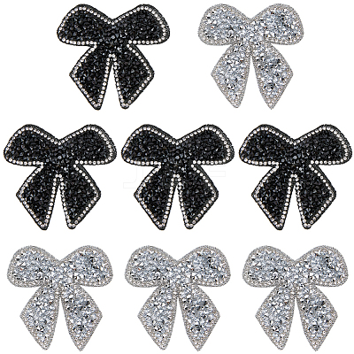 8Pcs 2 Colors Bowknot Hotfix Rhinestone Iron on Patches Appliques DIY-CP0009-66-1