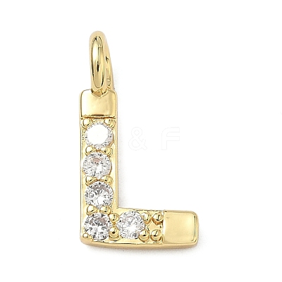 Brass Micro Pave Clear Cubic Zirconia Pendants KK-I476-01G-L-1