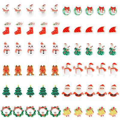 60Pcs 12 Styles Christmas Theme Resin Cabochons Sets CRES-GF0001-05-1