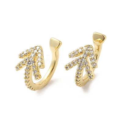 Clear Cubic Zirconia Arrow Cuff Earrings EJEW-R150-15G-1