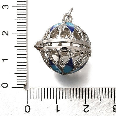 Rack Plating Brass Enamel Bead Cage Pendants KK-M313-11P-01-1