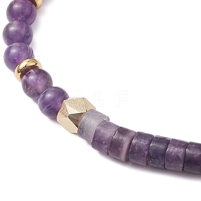 Natural Amethyst Braided Bead Bracelets BJEW-JB11241-01-1