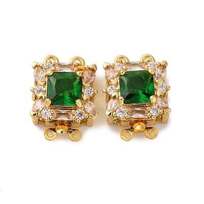 Rack Plating Square Brass Micro Pave Cubic Zirconia Box Clasps KK-F876-13G-1-1