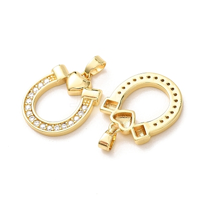 Brass Micro Pave Clear Cubic Zirconia Pendants KK-A304-28A-G-1