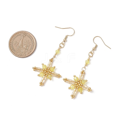 Star Glass Seed Beads Dangle Earrings EJEW-MZ00664-1