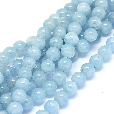 Natural Aquamarine Beads Strands G-F602-05-6mm-1