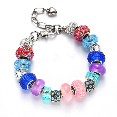 Acrylic & Resin & Polymer Clay Rhinestone European Beads FPDL-S015-04F-1
