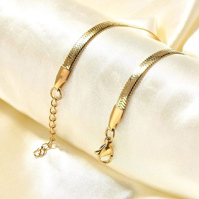 Ion Plating(IP) Unisex 304 Stainless Steel Herringbone Chain Bracelets LS-BJEW-O177-01A-G-1