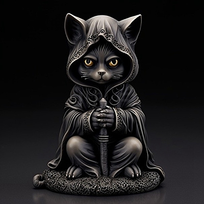 Halloween Resin Cat Mage Figurines PW-WG10268-02-1