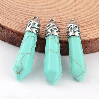 Dyed Bullet Synthetic Turquoise Pointed Pendants G-E332-C12-1