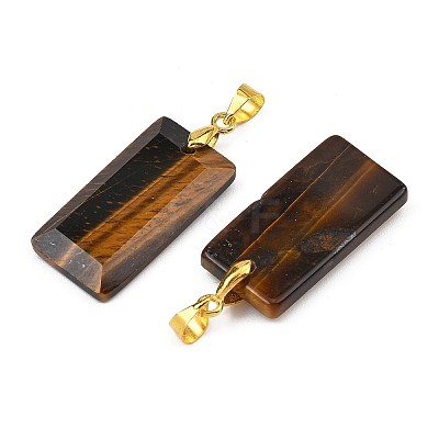 Natural Tiger Eye Faceted Pendants G-L623-03G-03-1