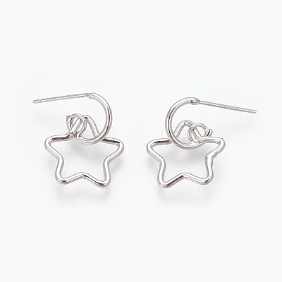 Brass Dangle Stud Earrings EJEW-F194-02P-NF-1