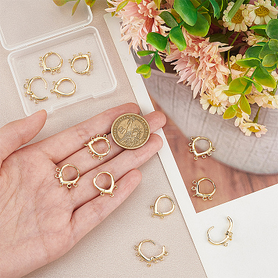 12Pcs 3 Style Brass Hoop Earring Findings KK-BC0012-37-1