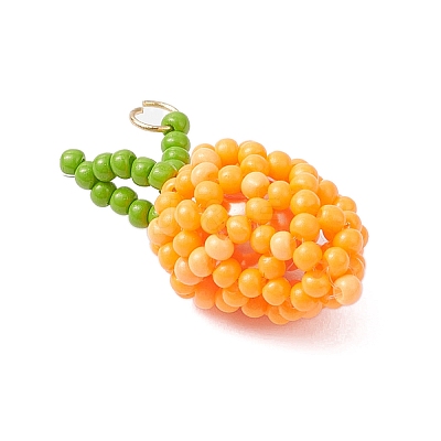 Glass Seed Beaded Mango Pendants PALLOY-MZ00893-01-1