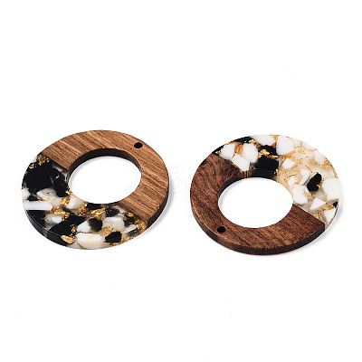 Transparent Resin & Walnut Wood Pendants RESI-TAC0017-74-A01-1