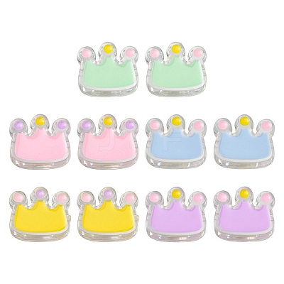10Pcs 5 Colors Transparent Acrylic Beads ACRC-YW0001-01-1