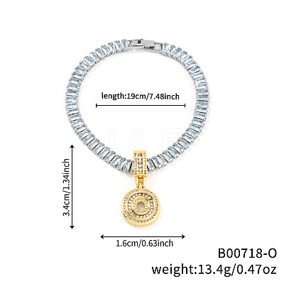 Fashionable Brass Micro Pave Clear Cubic Zirconia Charm Bracelets LS-AF9298-15-1