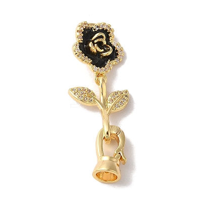 Brass Micro Pave Cubic Zirconia Fold Over Clasps KK-B098-05G-01-1