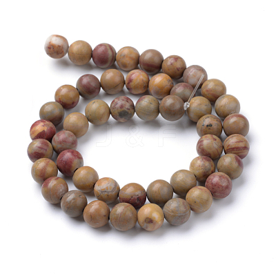 Natural Red Rainbow Jasper Round Beads Strands G-T055-8mm-11-1