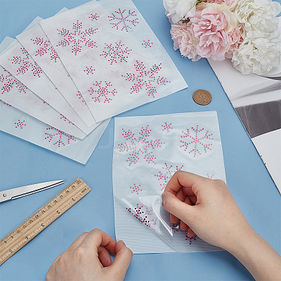Snowflake Pattern Hotfix Rhinestones DIY-WH0430-205B-1