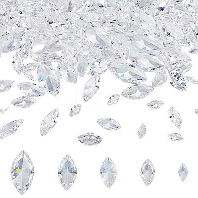 150Pcs Cubic Zirconia Pointed Back Cabochons ZIRC-HY0001-15-1