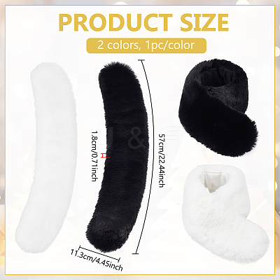 2Pcs 2 Colors Imitation Rex Rabbit Fur Collars AJEW-BC0010-76A-1