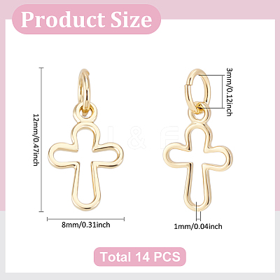 14Pcs Brass Tiny Cross Charms KK-LP0001-51-1
