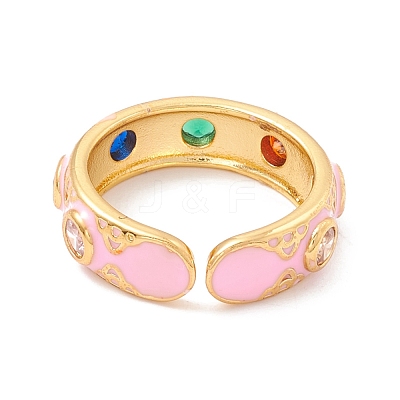 Flat Round Cubic Zirconia Cuff Rings RJEW-C021-04G-1
