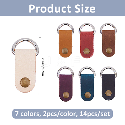 14Pcs 7 Colors Oval Cowhide Leather Pendant Decorations HJEW-FH00288-1