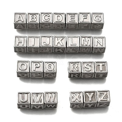 26Pcs 26 Styles 304 Stainless Steel Cube Beads STAS-V009-01P-1