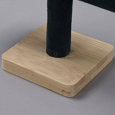 Faux Suede T-Shaped Bar Bracelet Display Stands with Wooden Base AJEW-WH0471-148A-1