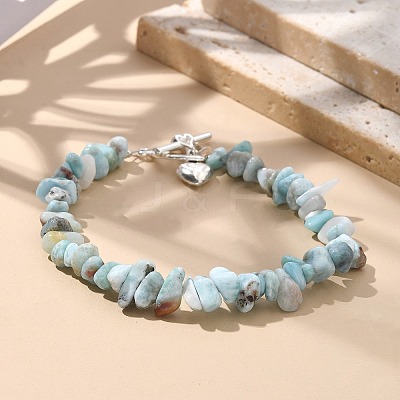 Natural Larimar Beaded Bracelets X-BJEW-JB02681-01-1