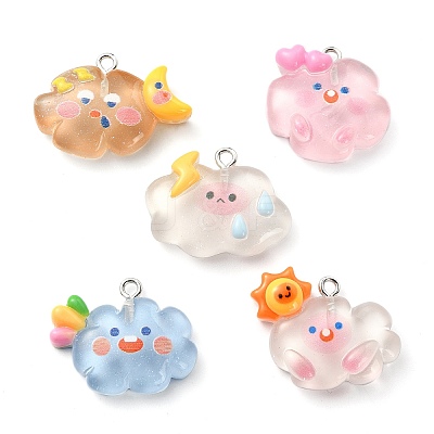 25Pcs 5 Styles Translucent Resin Pendants RESI-CJ0003-07-1