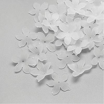 5-Petal Transparent Acrylic Bead Caps FACR-S015-SB518-1