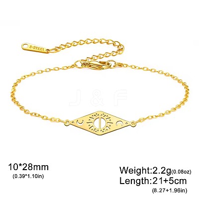 304 Stainless Steel Rhombus with Star and Sun Link Anklets for Unisex WG9D81D-02-1