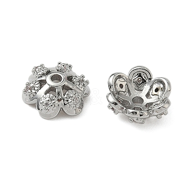 Brass Micro Pave Clear Cubic Zirconia Bead Caps KK-S350-10P-1