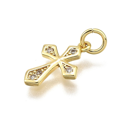 Brass Micro Pave Cubic Zirconia Pendants KK-Z100-41G-01-1