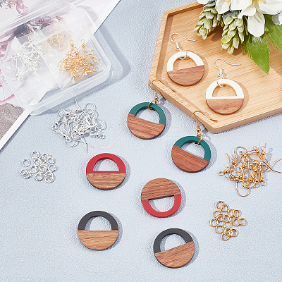 DIY Walnut Wooden Dangle Earring Making Kits DIY-OC0006-69-1