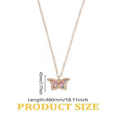 1Pc Zinc Alloy & Glass Butterfly with Colorful Star Sequins Inside Pendant Necklaces for Girls NJEW-LP0003-26-1