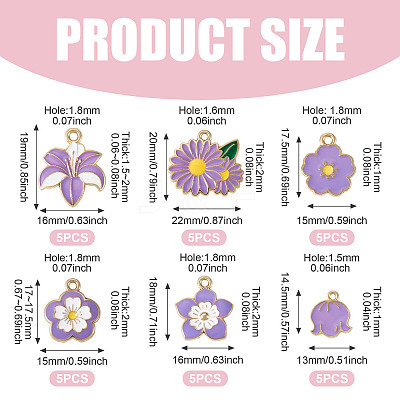 30Pcs 6 Styles Alloy and Enamel Pendants ENAM-TADJ0001-04B-1