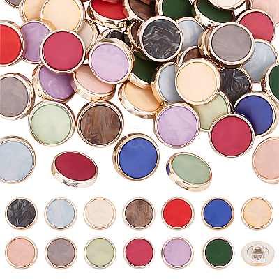 52Pcs 13 Colors Resin Shank Buttons FIND-OC0002-71-1