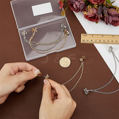 4Pcs 2 Colors Alloy Rhinestone Hanging Chain Brooch JEWB-FG0001-65-1