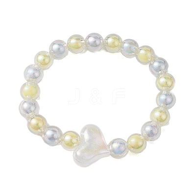 AB Color Round Acrylic Beaded Stretch Bracelets BJEW-JB10535-1