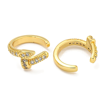 Brass Micro Pave Clear Cubic Zirconia Cuff Earrings for Women EJEW-C104-125G-1