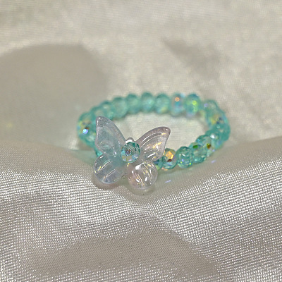 Handmade Lampwork Beaded Finger Rings WG40BFE-02-1