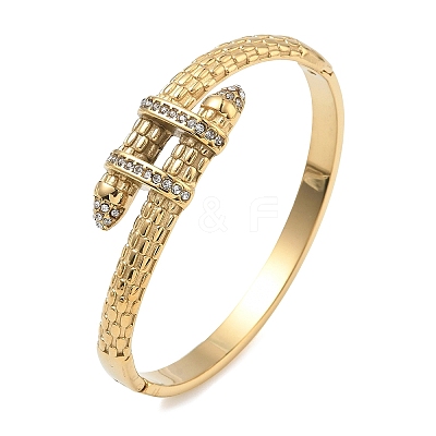 304 Stainless Steel Rhinestone Hinged Bangles for Women BJEW-F540-03G-1