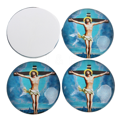Jesus and the Virgin Printed Glass Half Round/Dome Cabochons X-GGLA-N004-25mm-A-1