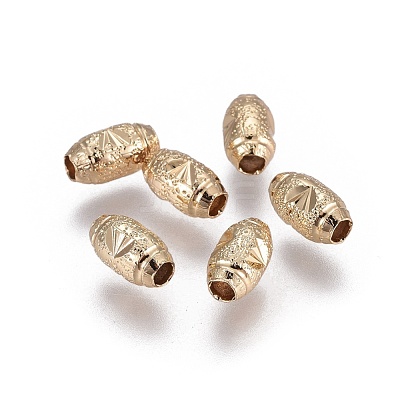 Electroplate Brass Textured Beads KK-F789-32G-1